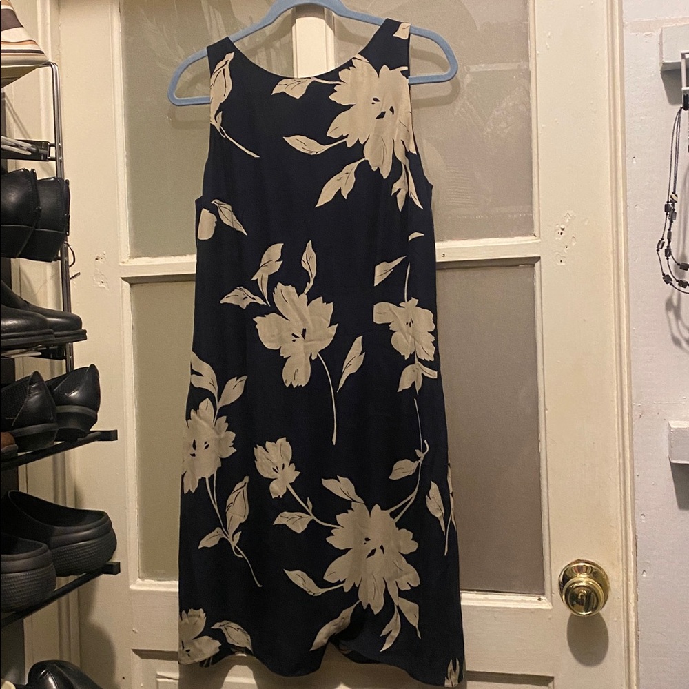 Ann Taylor Black and Cream Floral Mini Dress